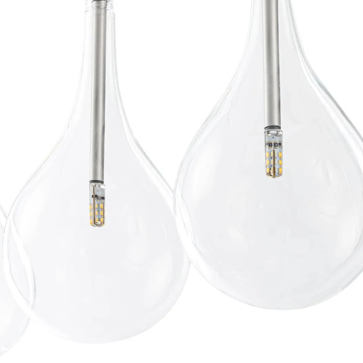 Silver 5-Light Clear Glass Teardrop Linear Island Pendant