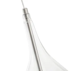 Silver 5-Light Clear Glass Teardrop Linear Island Pendant
