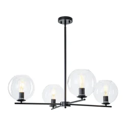 Simple 4-light Clear Glass Globe Round Sputnik Chandelier