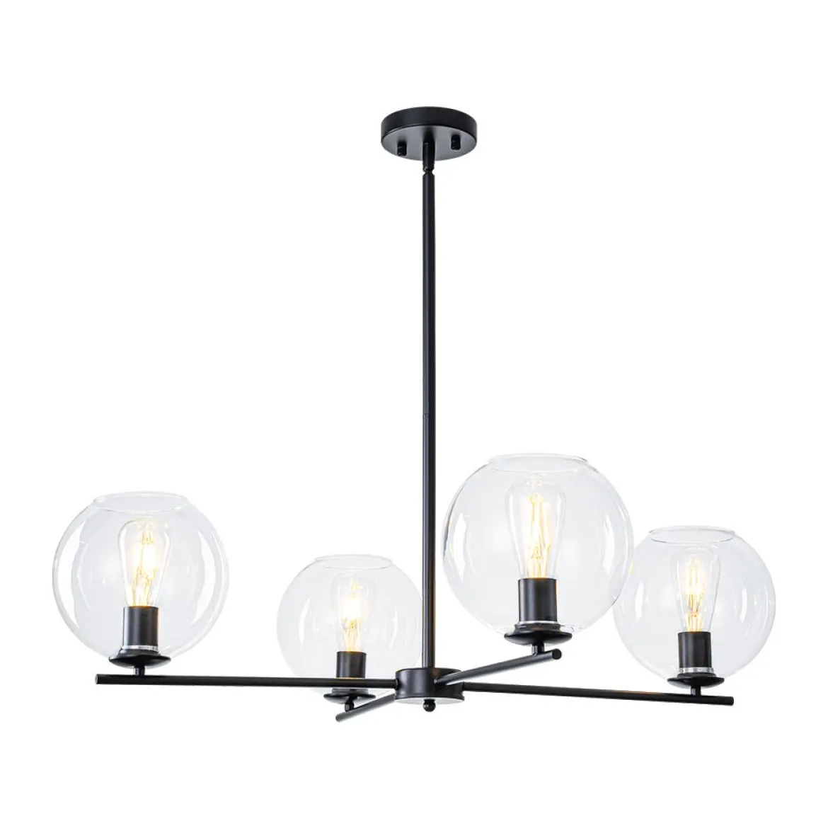 Simple 4-light Clear Glass Globe Round Sputnik Chandelier