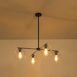 Simple 4-light Clear Glass Globe Round Sputnik Chandelier