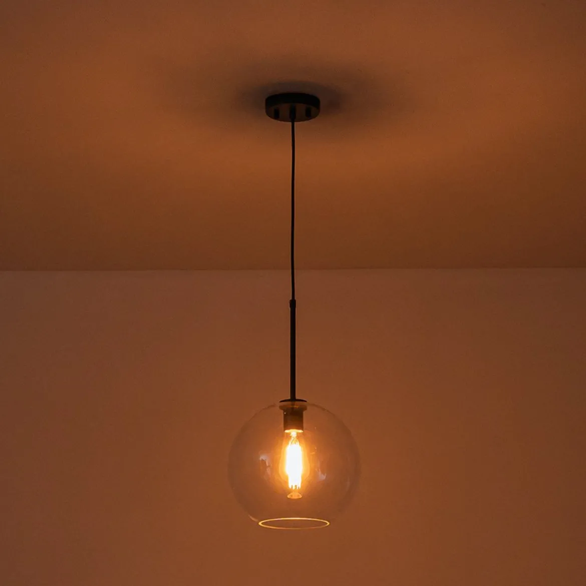 Simple Mid-Century 1-Light Clear Glass Globe Pendant Light