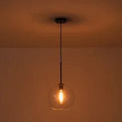 Simple Mid-Century 1-Light Clear Glass Globe Pendant Light