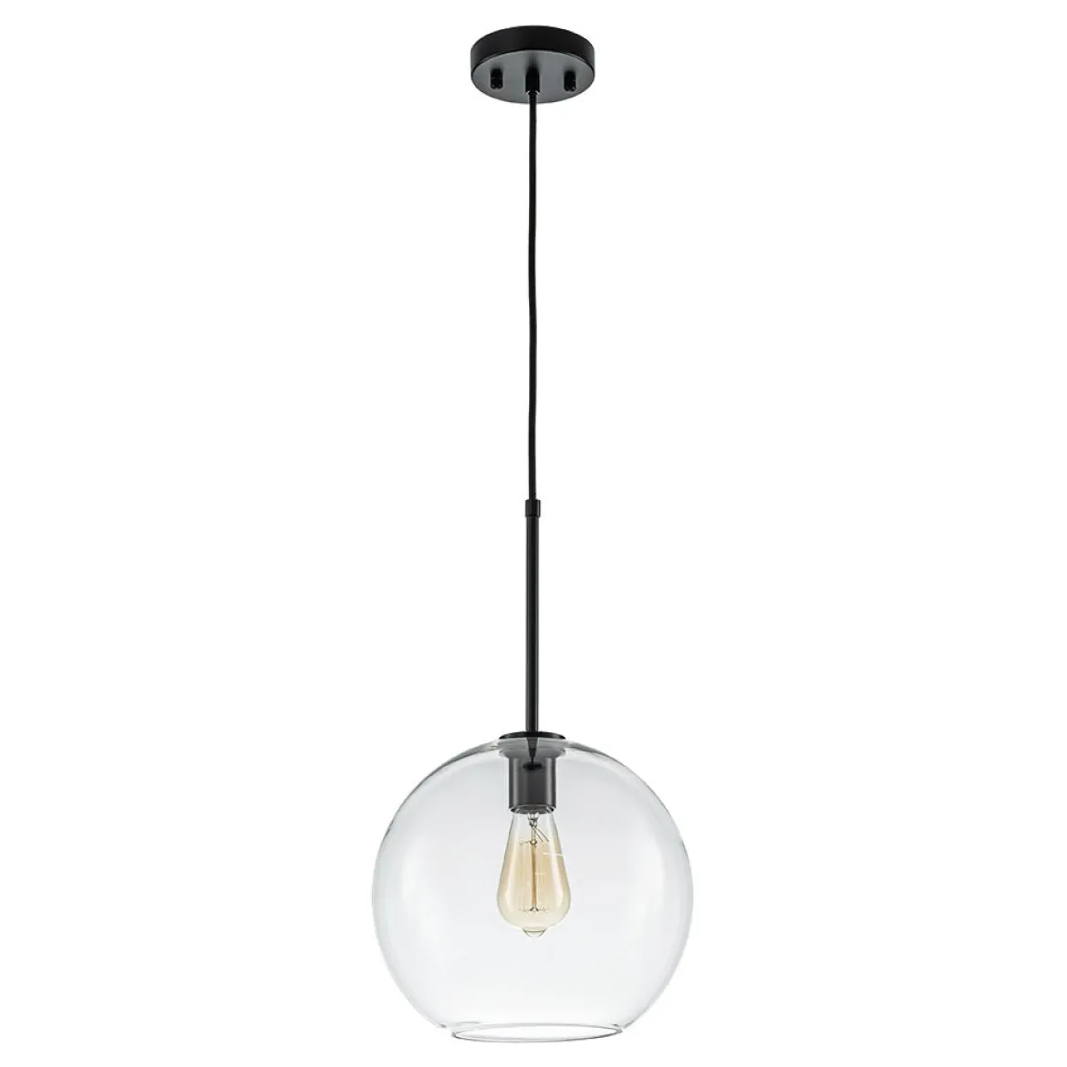 Simple Mid-Century 1-Light Clear Glass Globe Pendant Light