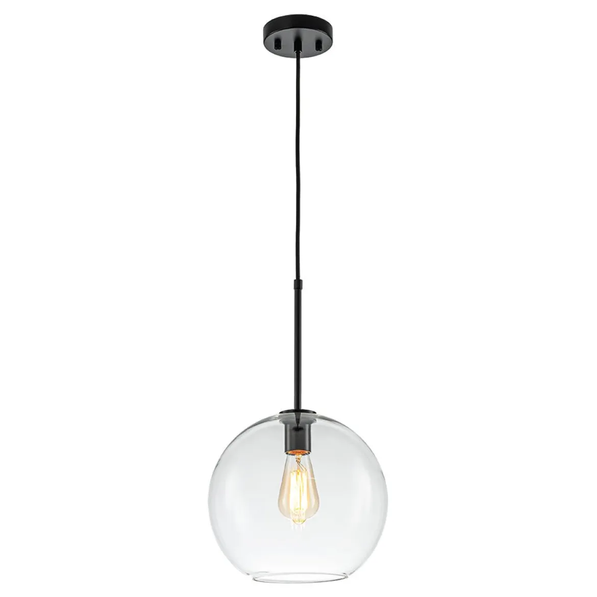 Simple Mid-Century 1-Light Clear Glass Globe Pendant Light