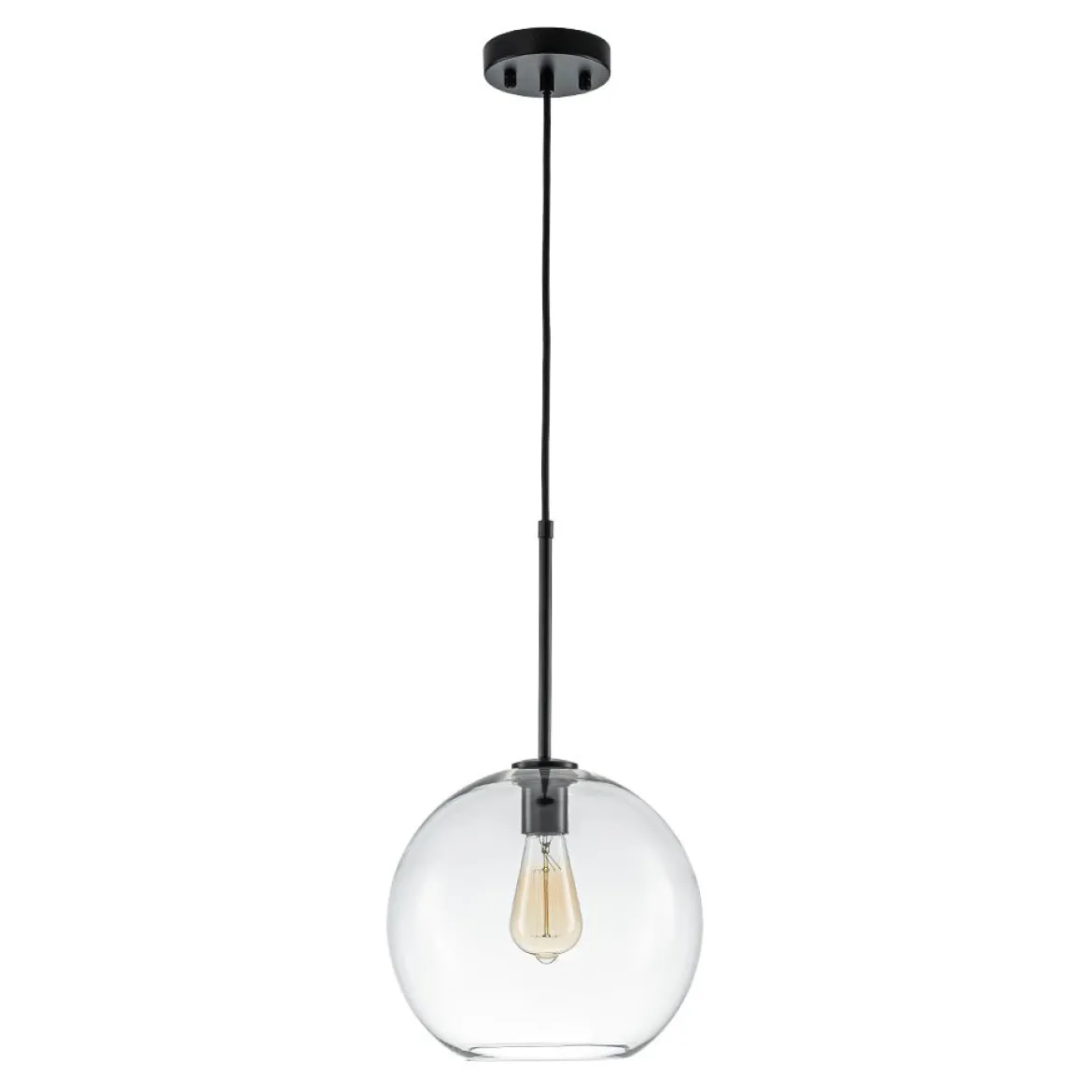 Simple Mid-Century 1-Light Clear Glass Globe Pendant Light