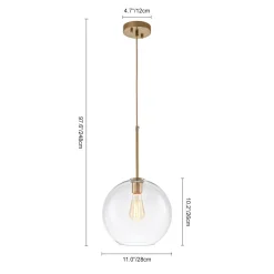 Simple Mid-Century 1-Light Clear Glass Globe Pendant Light