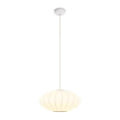 Single White Fabric Pendant Light