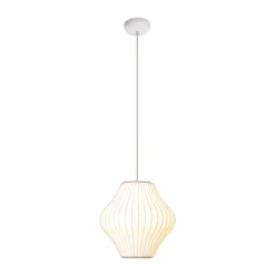Single White Fabric Pendant Light
