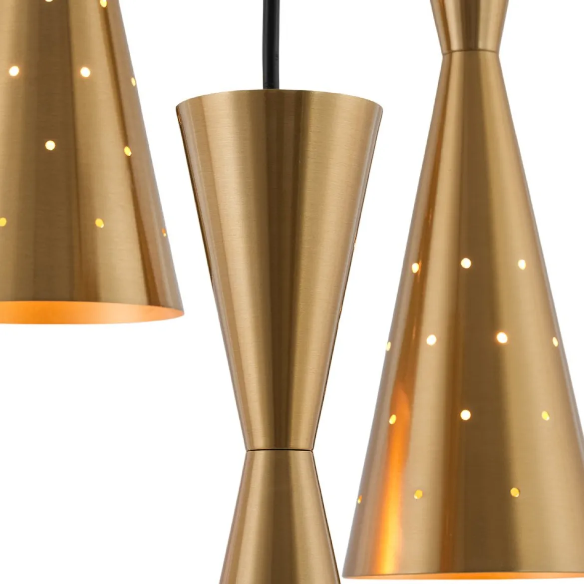 Starry 3-Light Cluster Metal Hourglass Shade Round Pendant