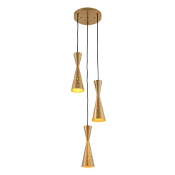 Starry 3-Light Cluster Metal Hourglass Shade Round Pendant