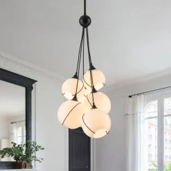Statement Shine Opal Glass Globe Cluster Chandelier