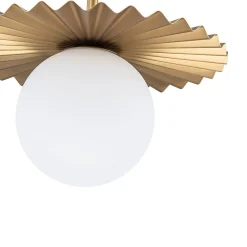 Sunburst Brass 1-Light Shine Opal Glass Globe Pendant