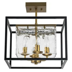 Textured Glass Candle Style Square Lantern Ceiling Light
