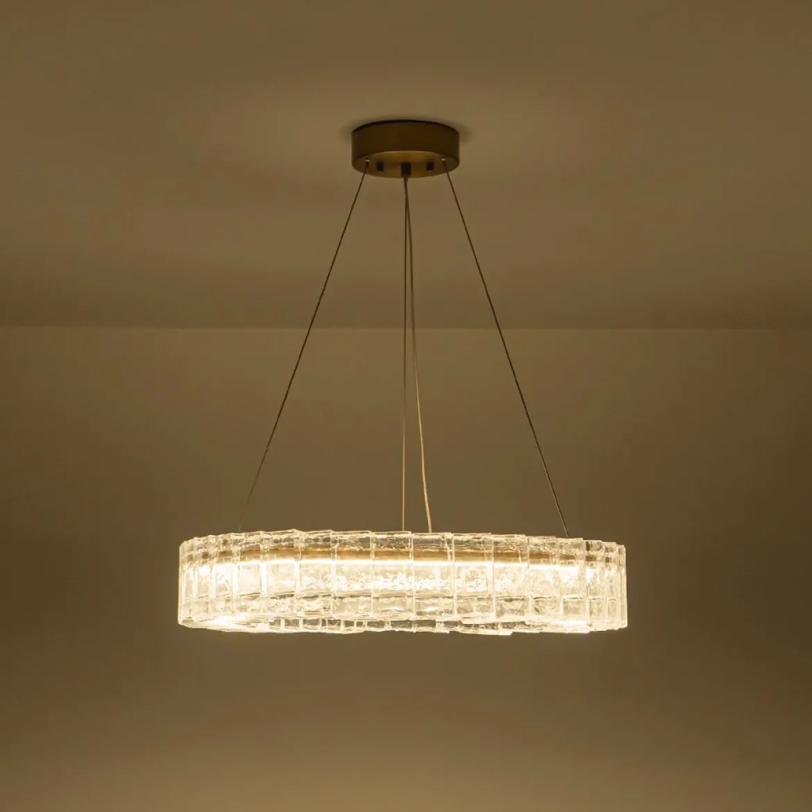Textured Glass Icy Style Ring Dimmable LED Chandelier