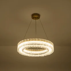Textured Glass Icy Style Ring Dimmable LED Chandelier