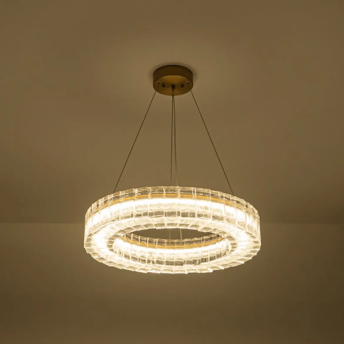 Textured Glass Icy Style Ring Dimmable LED Chandelier