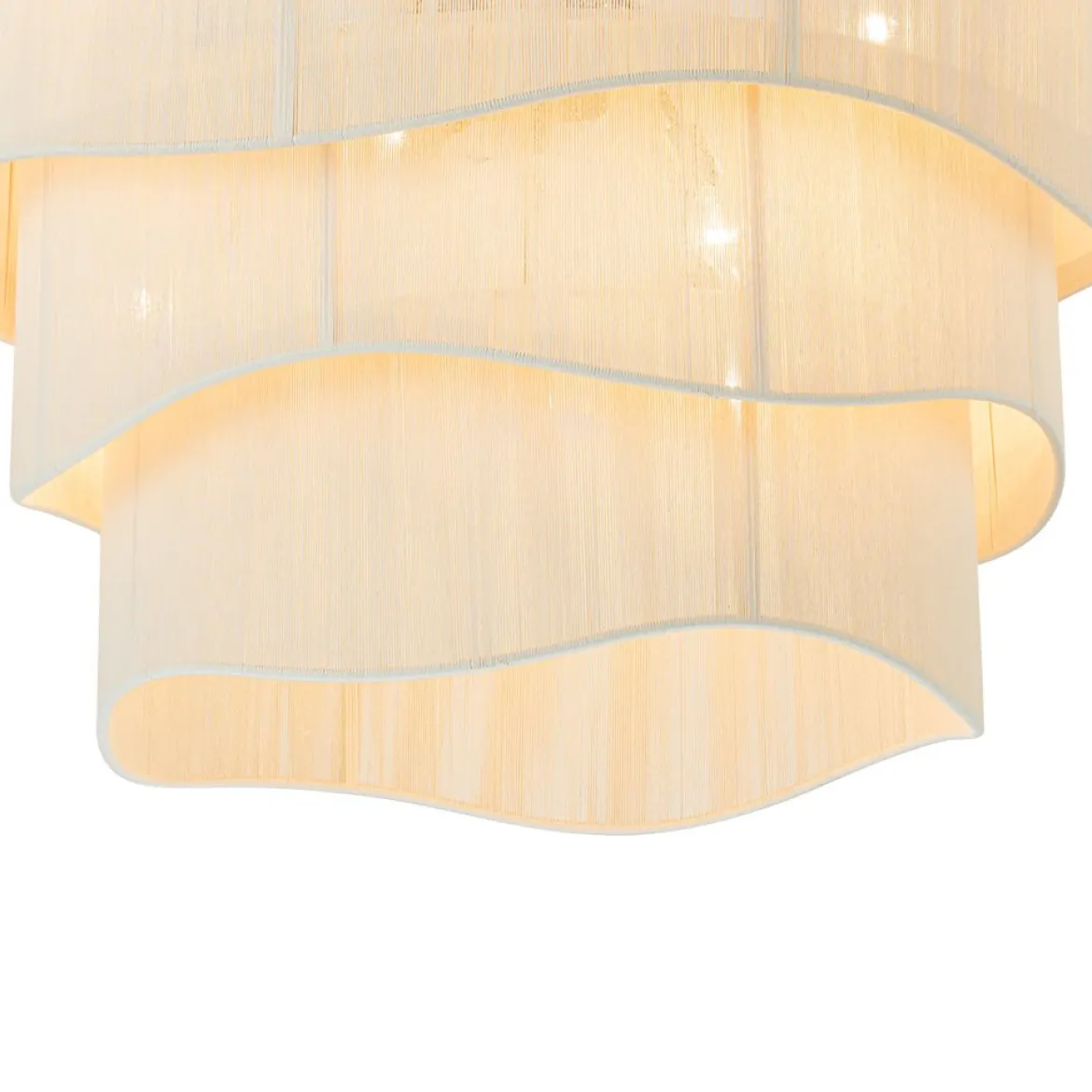 3-Tier Beige Woven Thread Drum Pendant Light