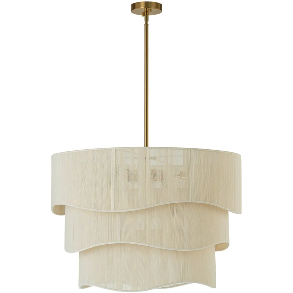 3-Tier Beige Woven Thread Drum Pendant Light