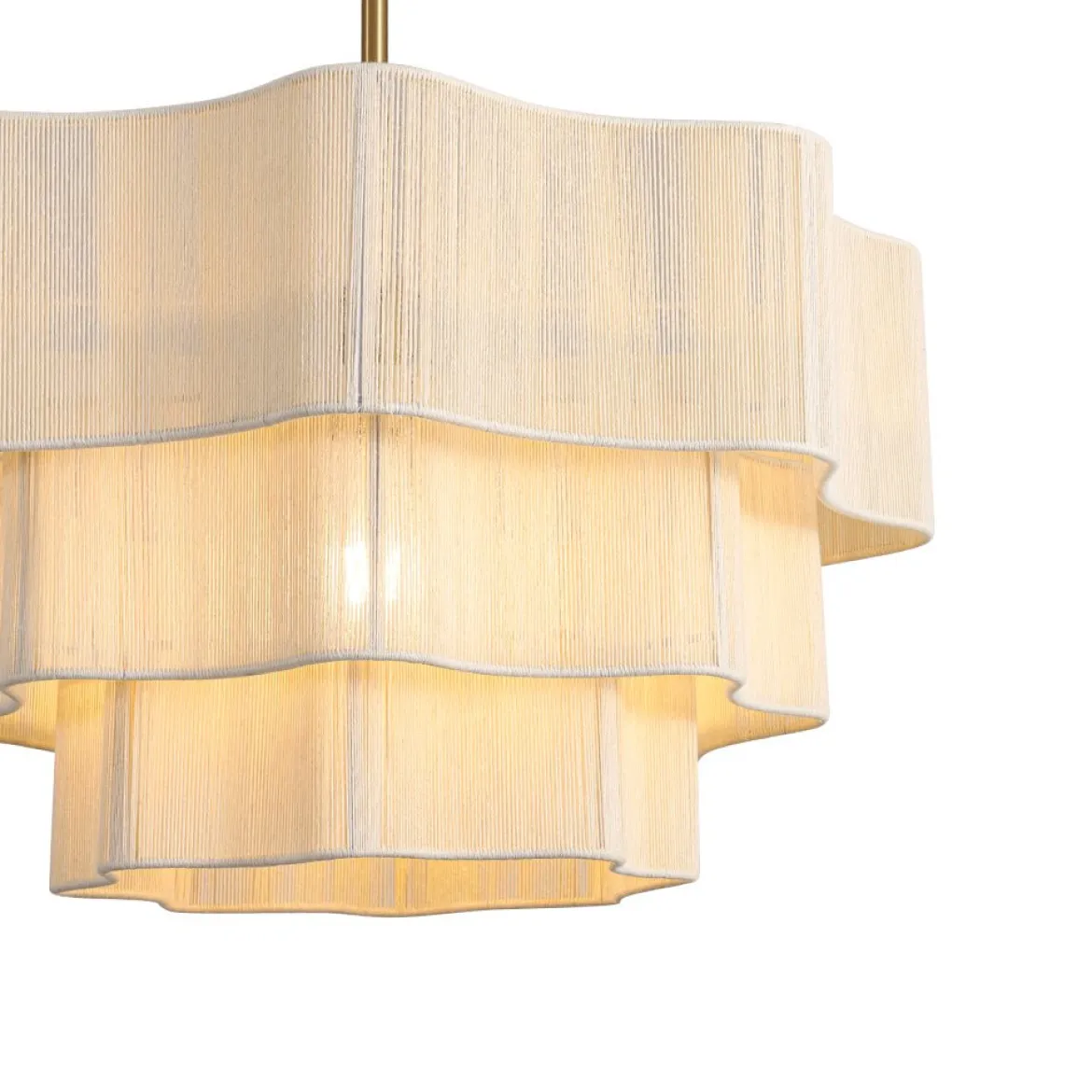 3-Tier Beige Woven Thread Round Cage Pendant Light