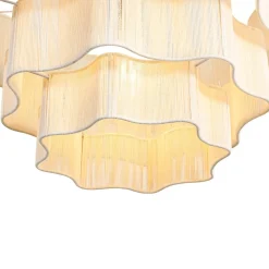 3-Tier Beige Woven Thread Round Cage Pendant Light