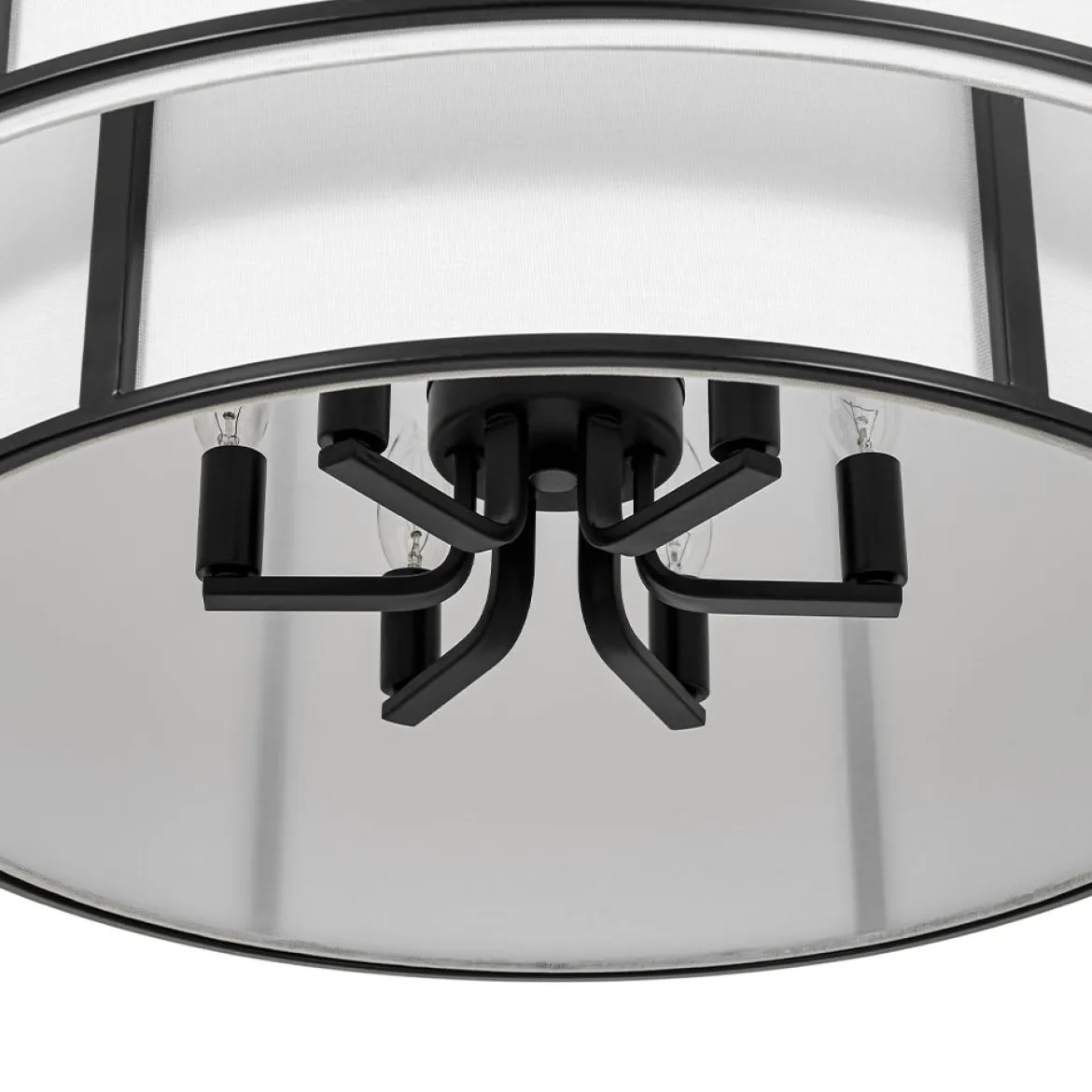 2-Tier Large White Fabric Drum Cage Chandelier
