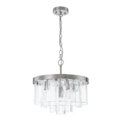 Tiered Hammered Water Glass Round Semi Flush Mount