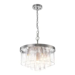 Tiered Hammered Water Glass Round Semi Flush Mount