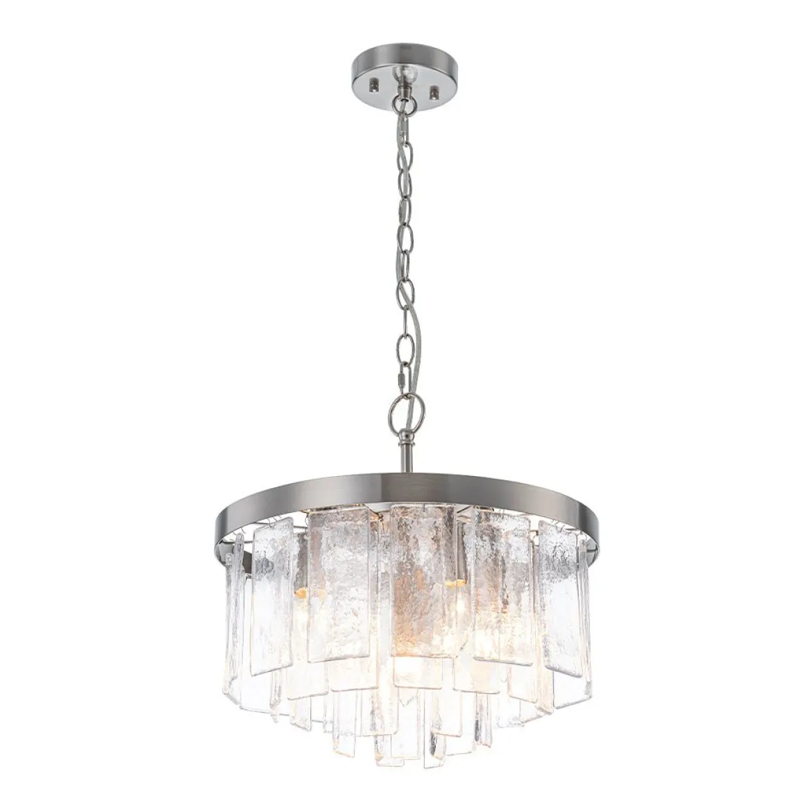 Tiered Hammered Water Glass Round Semi Flush Mount