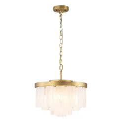 Tiered Opal Swirl Glass Round Semi Flush Mount Chandelier