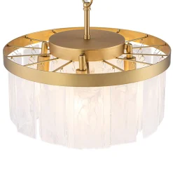 Tiered Opal Swirl Glass Round Semi Flush Mount Chandelier