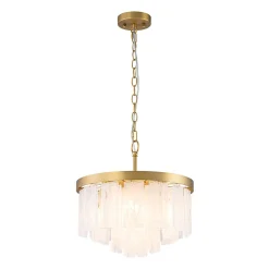 Tiered Opal Swirl Glass Round Semi Flush Mount Chandelier