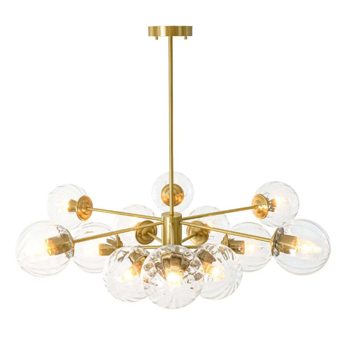 Tiered Ribbed Glass Globe Round Sputnik Chandelier