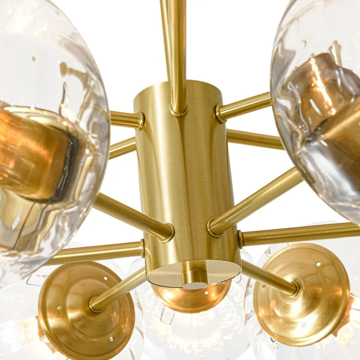 Tiered Ribbed Glass Globe Round Sputnik Chandelier