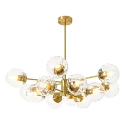Tiered Ribbed Glass Globe Round Sputnik Chandelier
