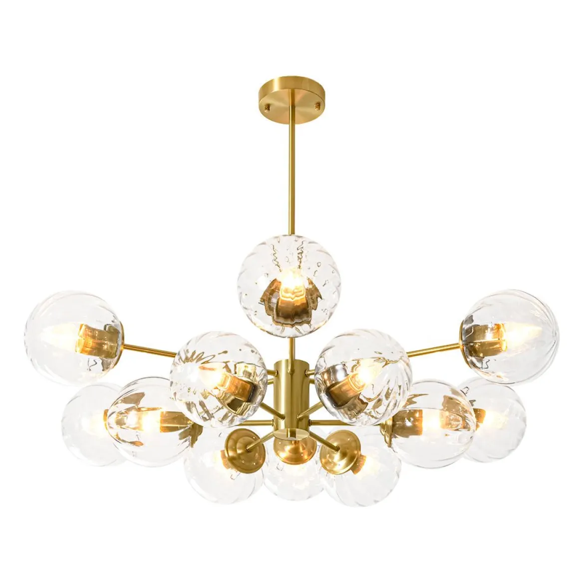 Tiered Ribbed Glass Globe Round Sputnik Chandelier