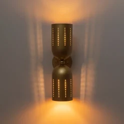 Tulip 2-Light Brass Up Down Hourglass Vanity Wall Sconce