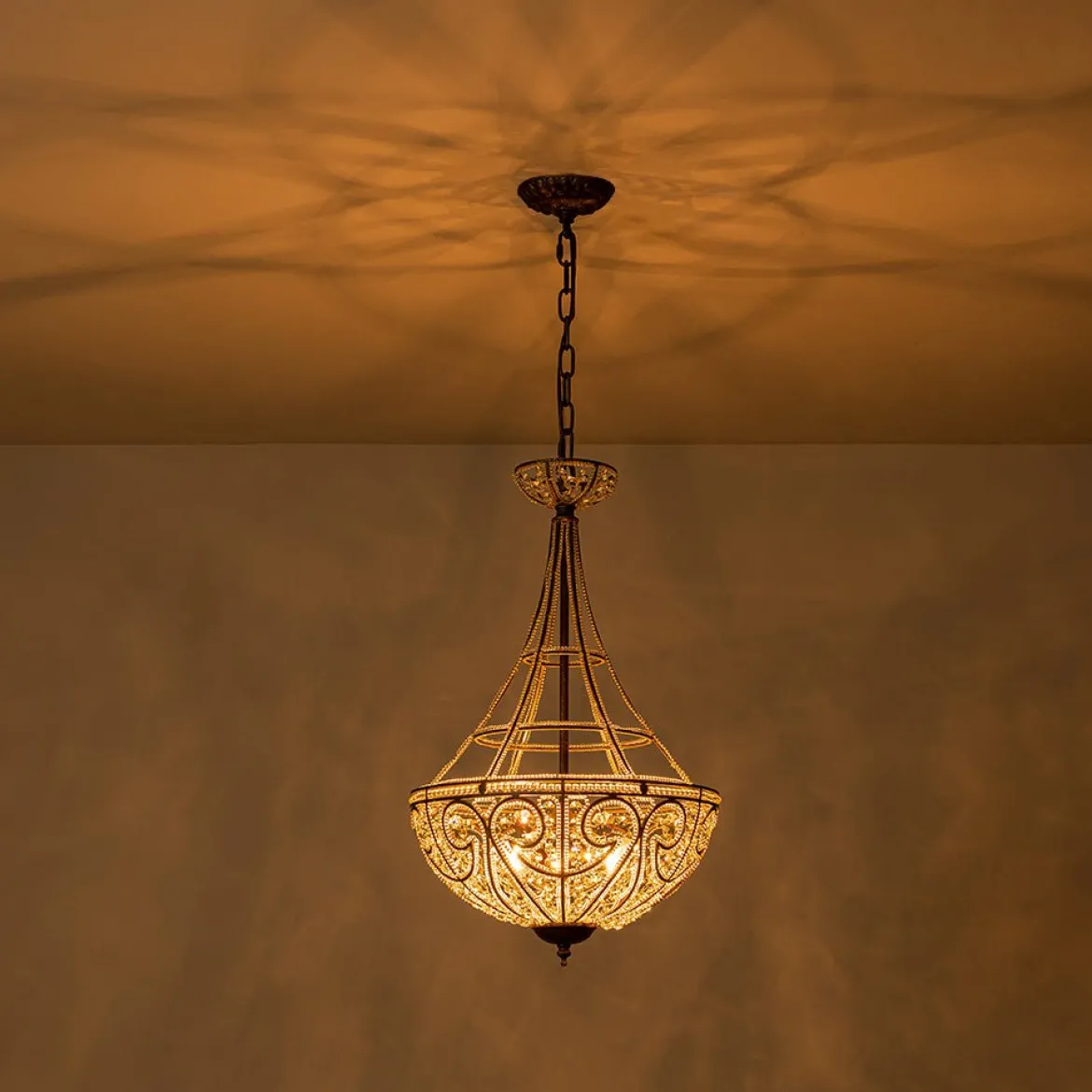 Victorian Antique Bronze Crystal Empire Chandelier