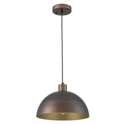Vintage Antique Bronze 1-Light Iron Dome Pendant Light