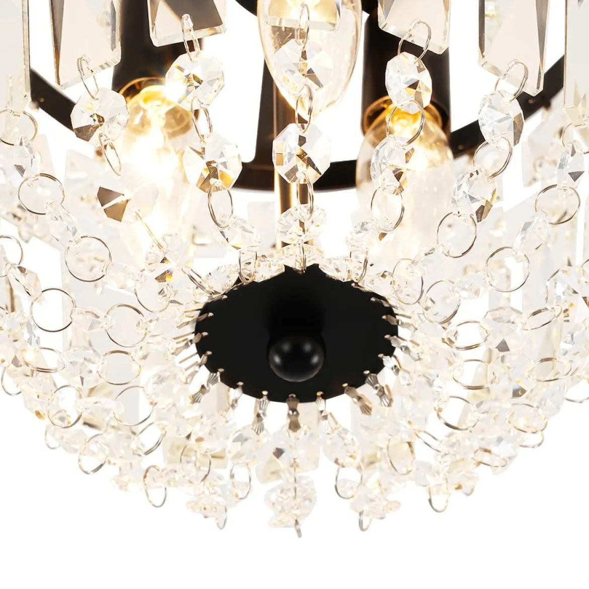Vintage Black Draped Crystal Round Semi Flush Mount