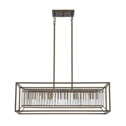 Vintage Italy Glam Crystal Rectangular Linear Chandelier