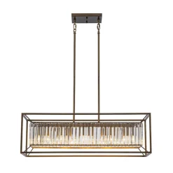 Vintage Italy Glam Crystal Rectangular Linear Chandelier