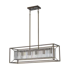 Vintage Italy Glam Crystal Rectangular Linear Chandelier