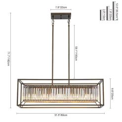 Vintage Italy Glam Crystal Rectangular Linear Chandelier