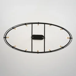 Vintage 12-Light Black Brass Candle Wide Island Chandelier