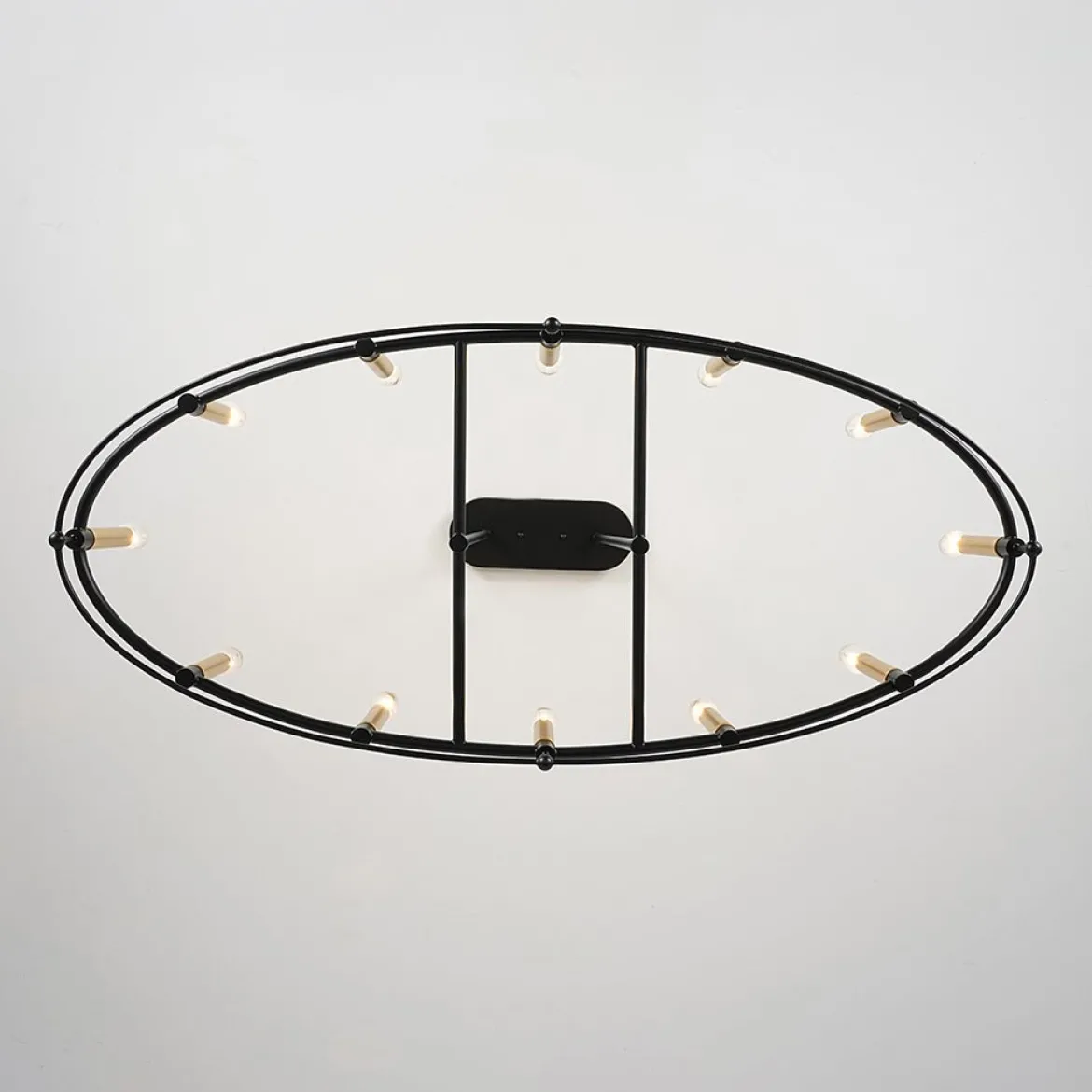 Vintage 12-Light Black Brass Candle Wide Island Chandelier