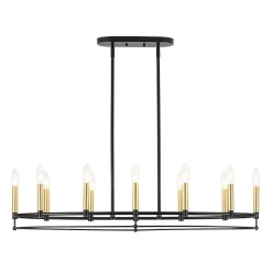 Vintage 12-Light Black Brass Candle Wide Island Chandelier