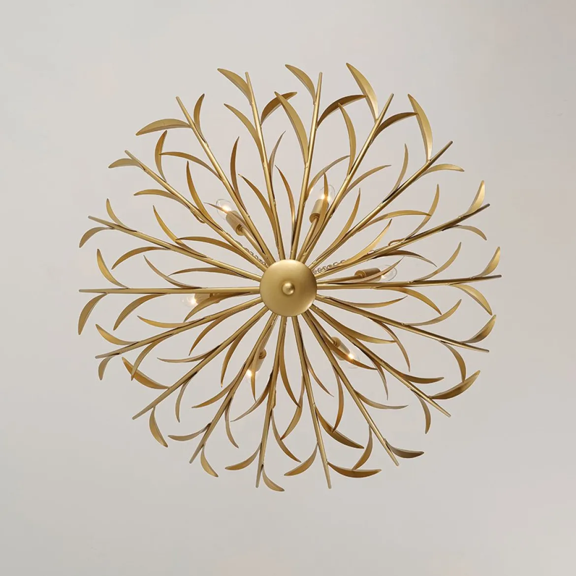 Vintage Luxe Gold Bloom Leaf Branch Oversized Basket Chandelier