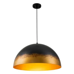 Vintage Luxe Gradient Black Gold Oversized Iron Dome Pendant