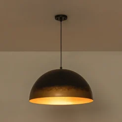 Vintage Luxe Gradient Black Gold Oversized Iron Dome Pendant